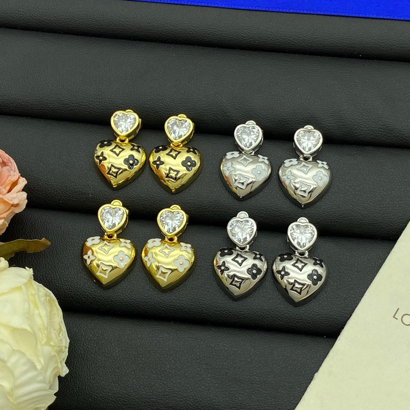 LV Heart Pendant Earrings