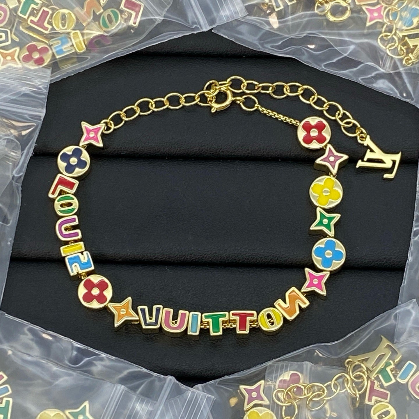 LV Color Flower Necklace & Bracelet
