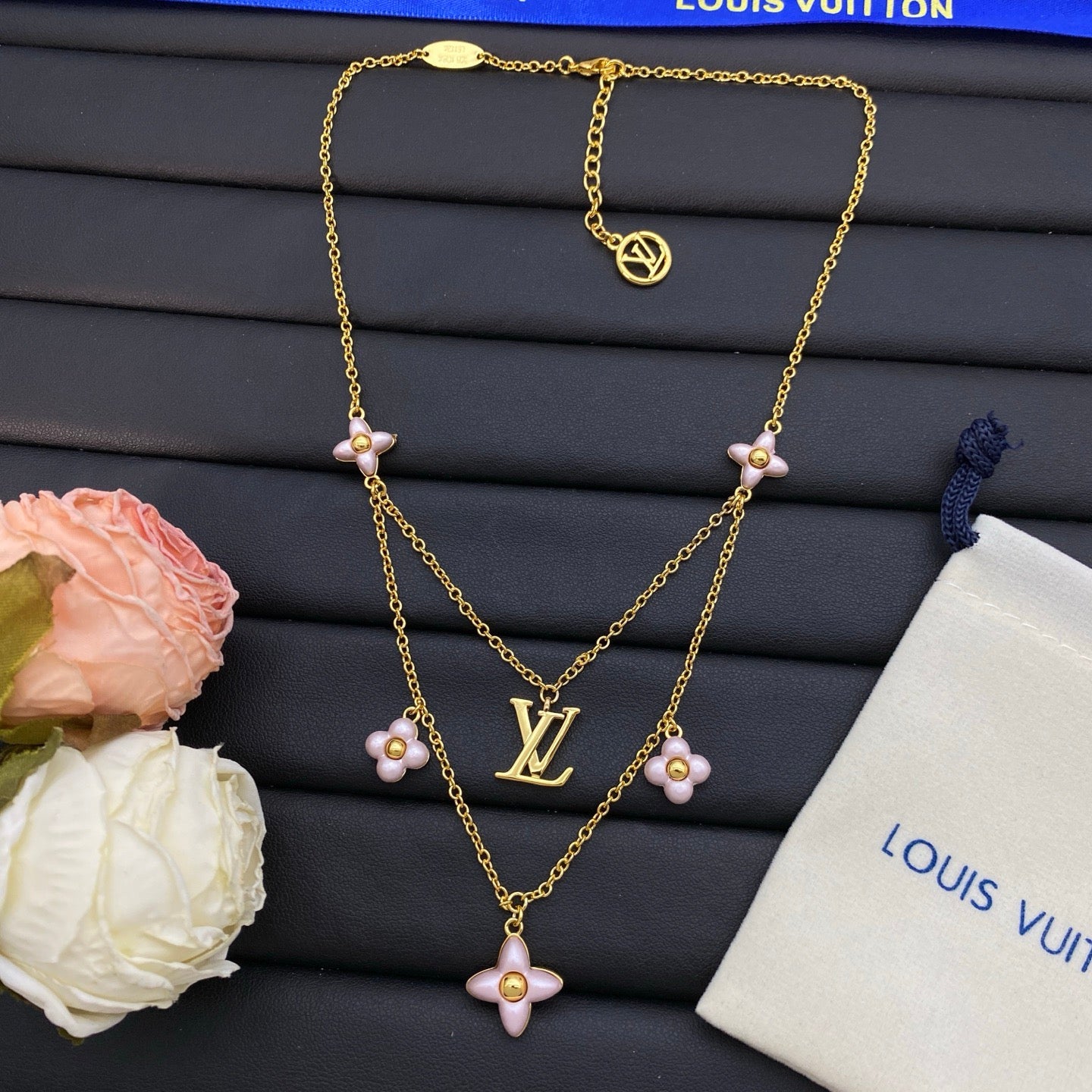 LV Flower Double Chain Bracelet Necklace