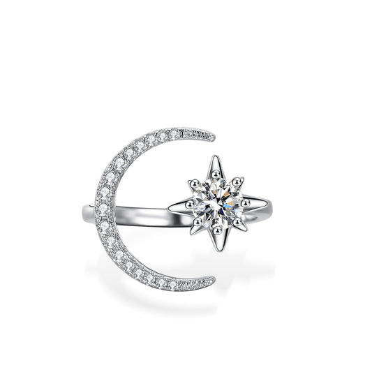 Moon Shape 1CT Moissanite Ring
