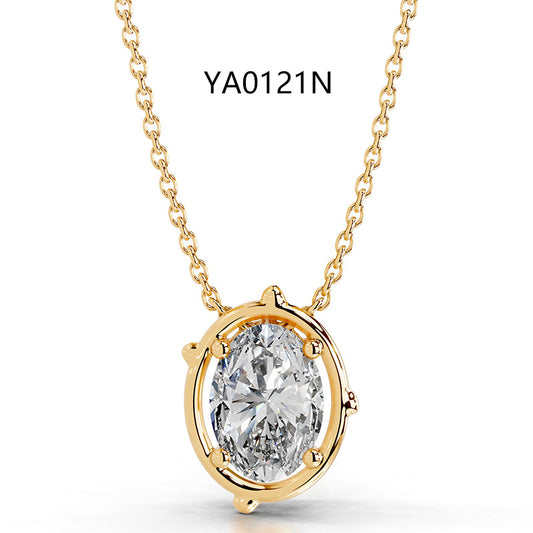 2CT Moissanite Pendant Gold Necklace