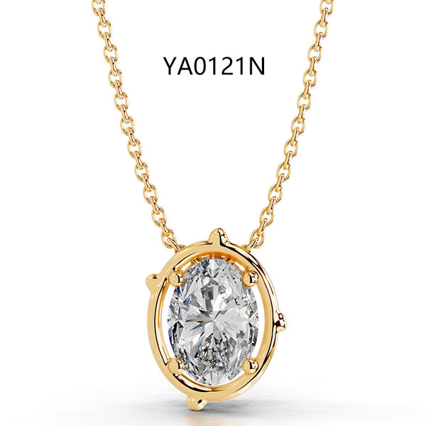 2CT Moissanite Pendant Gold Necklace