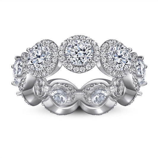 5ct Round Halo Eternity Band Moissanite Rings