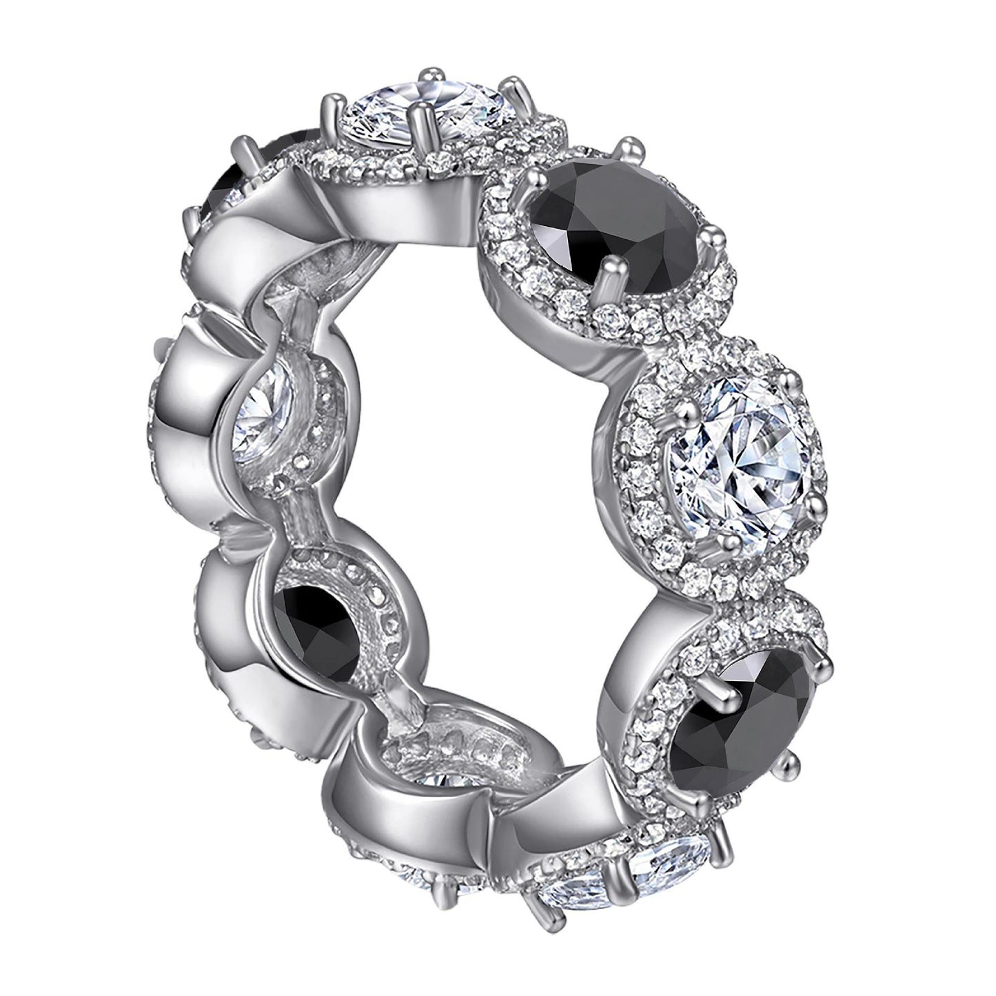 5ct Round Halo Eternity Band Moissanite Rings