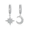 Ethereal Moon and Star Dangling Huggie Moissanite Earrings