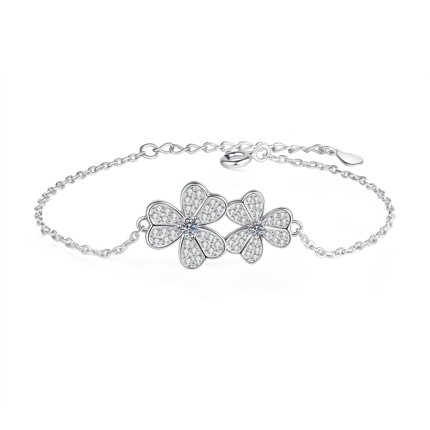 Enchating Full Moissanite Double Clover Moissanite Bracelet