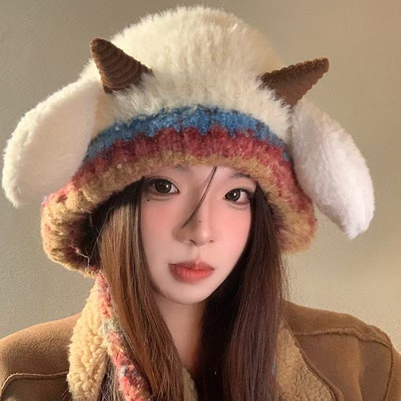 带护耳的抓绒衬里针织帽