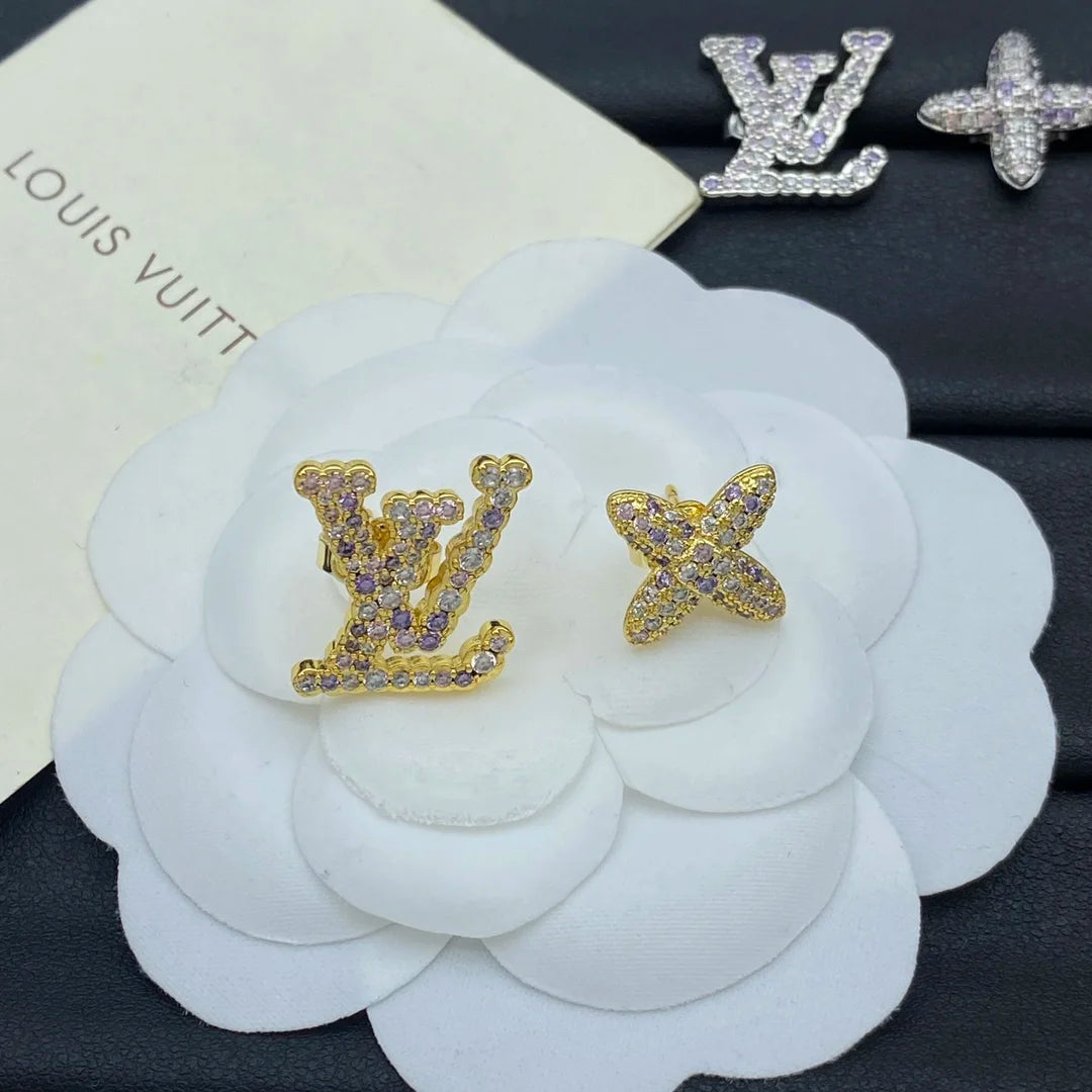 LV Asymmetrical Diamond Earrings