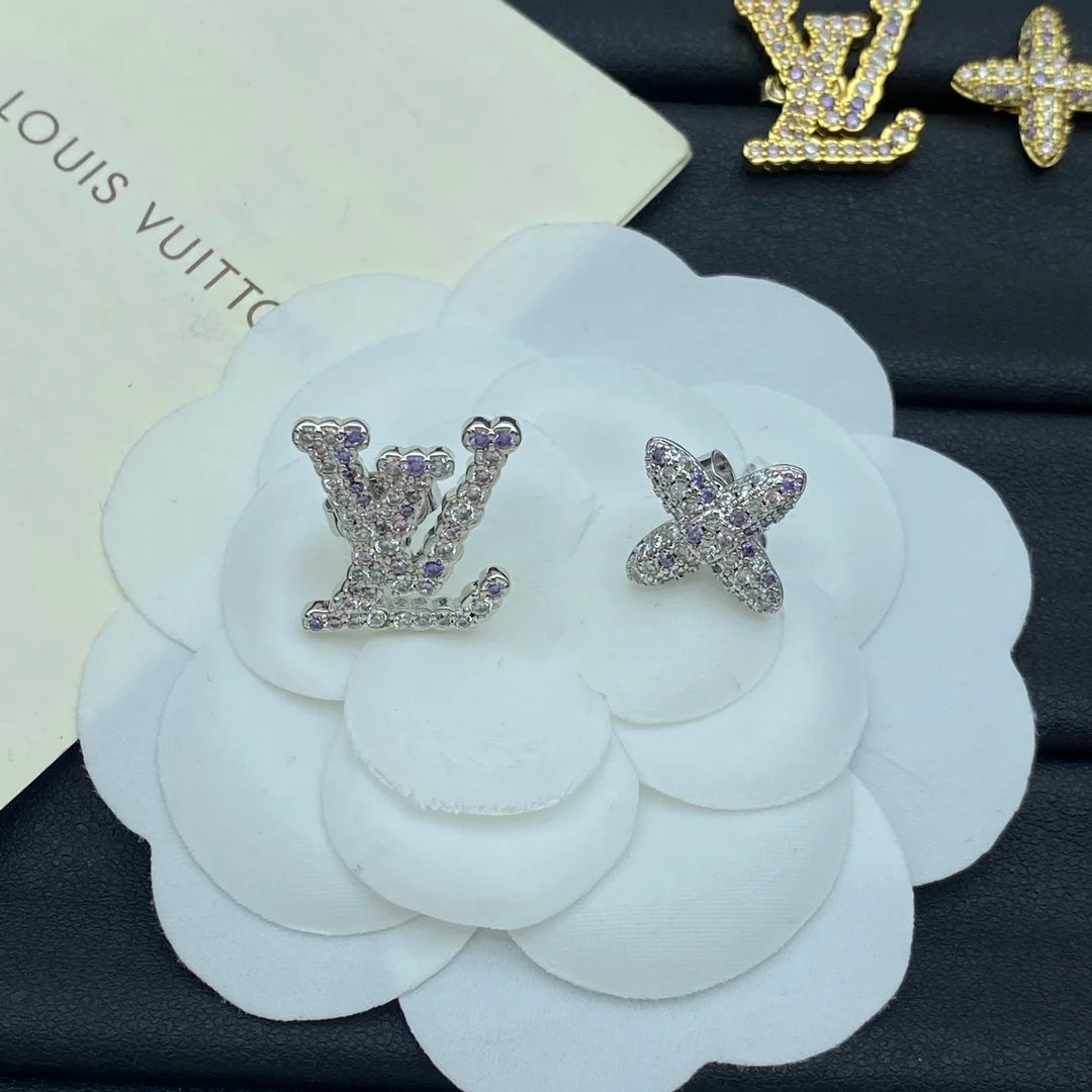 LV Asymmetrical Diamond Earrings