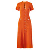 Sandro Elegant Button-Front Midi Dress in Ribbed Eyelet Knit