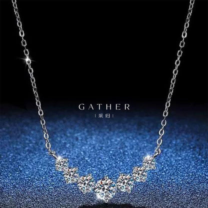 [#1.7ct Moissanite Necklace] Moissanite Necklace 1.7ct for Woman Wedding Fine Jewelry 925 Sterling Silver Plated