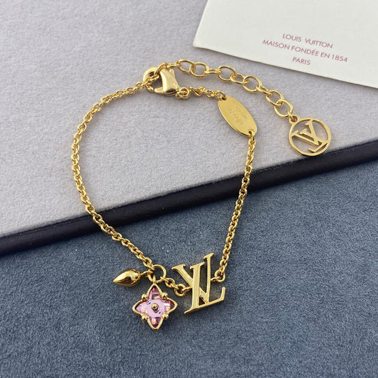 LV Single Pink Diamond Necklace Bracelet