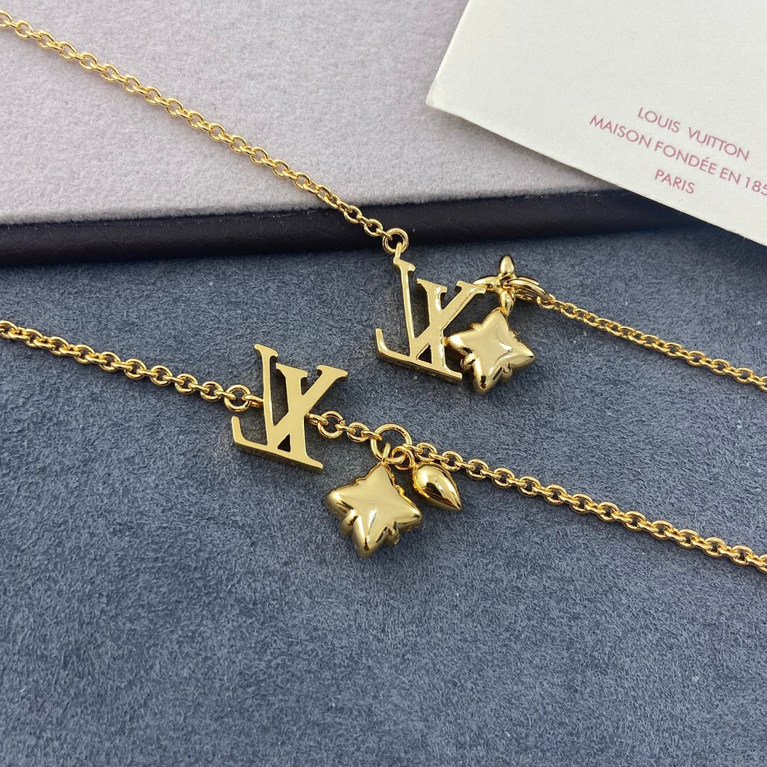 LV Single Pink Diamond Necklace Bracelet