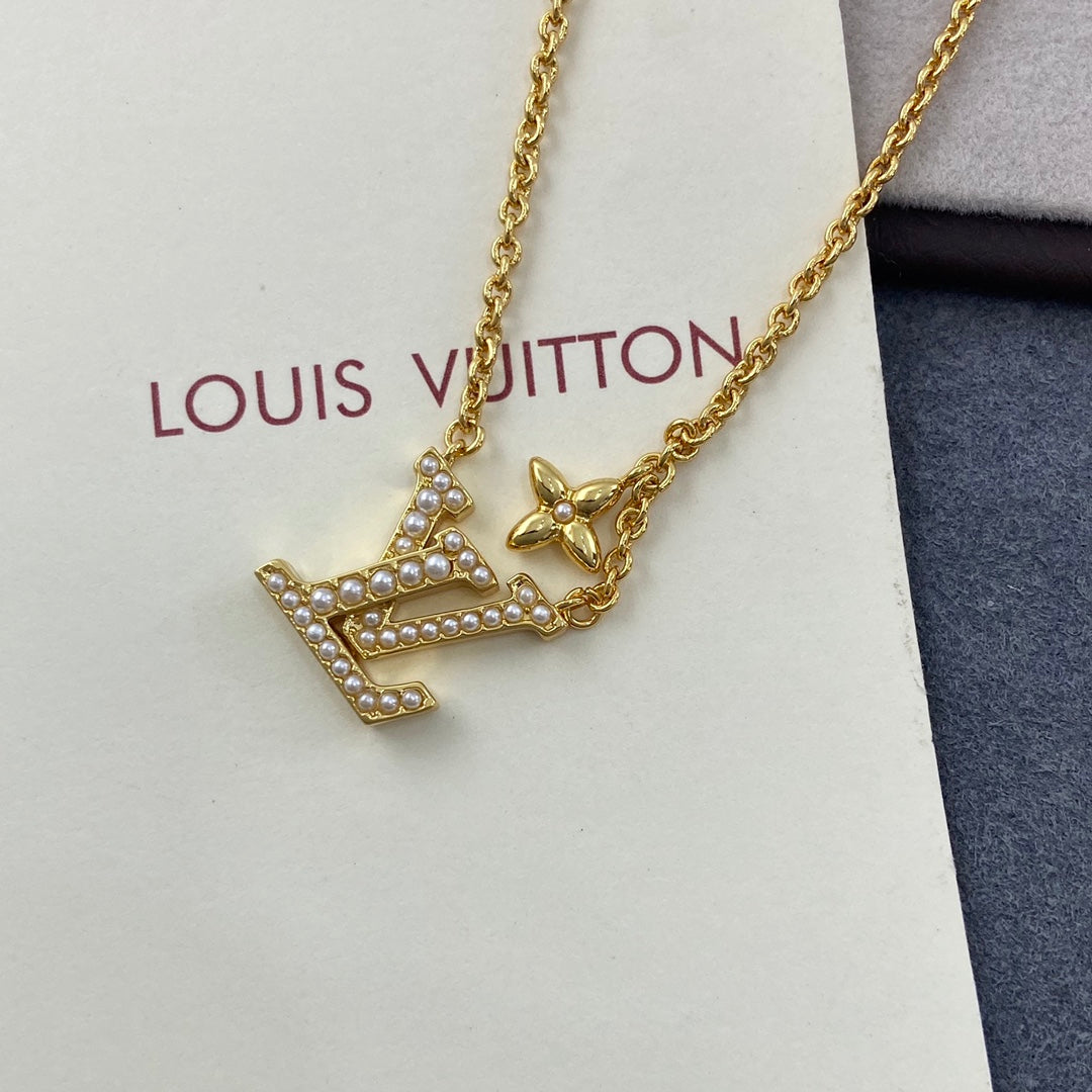 LV Petite Pearl Necklace Bracelet Earrings