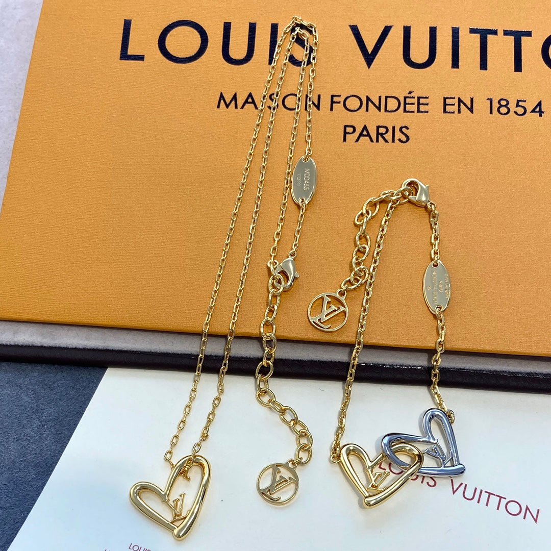 LV Heart Necklace Bracelet