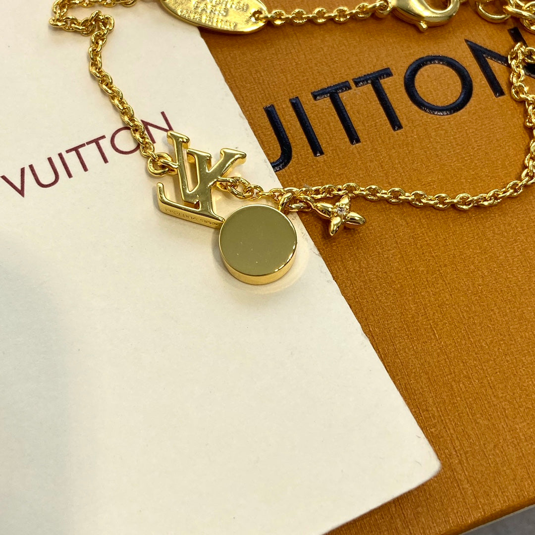 LV Pink Circle Necklace Bracelet Earrings