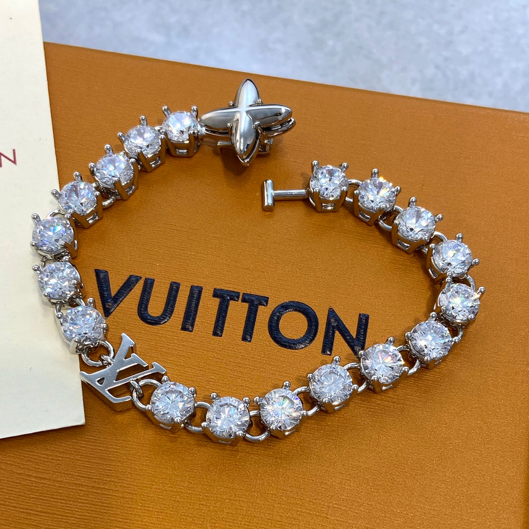 LV Diamond Cuban Chain Bracelet
