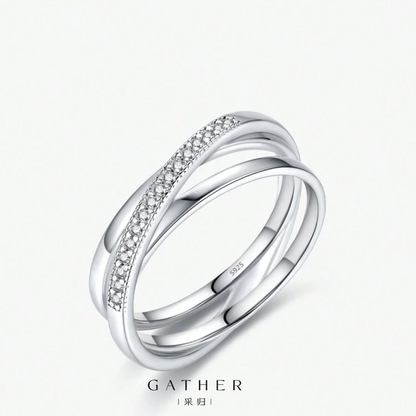 [#Cross Line Ring] 925 Sterling Silver Simple Geometric Cross Line Finger Ring For Women