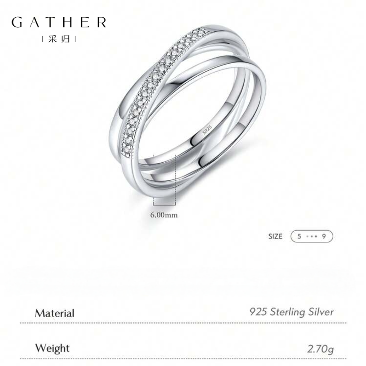 [#Cross Line Ring] 925 Sterling Silver Simple Geometric Cross Line Finger Ring For Women