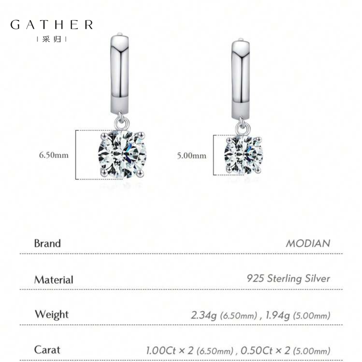 [#0.5Ct/1.0Ct Moissanite Hoop Earrings] 925 Sterling Silver 0.5Ct/1.0Ct Moissanite Hoop Earrings For Women Wedding Fine Jewelry Gift