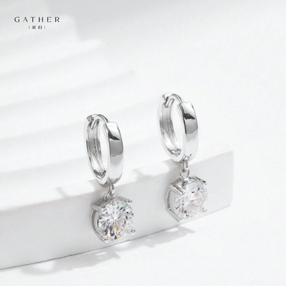 [#0.5Ct/1.0Ct Moissanite Hoop Earrings] 925 Sterling Silver 0.5Ct/1.0Ct Moissanite Hoop Earrings For Women Wedding Fine Jewelry Gift