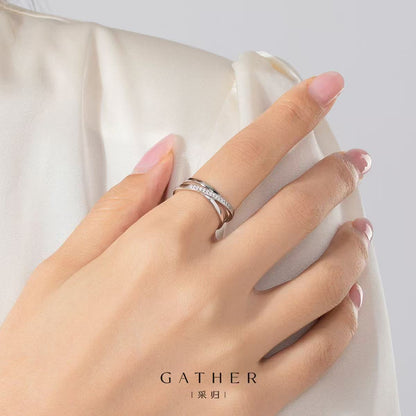 [#Cross Line Ring] 925 Sterling Silver Simple Geometric Cross Line Finger Ring For Women