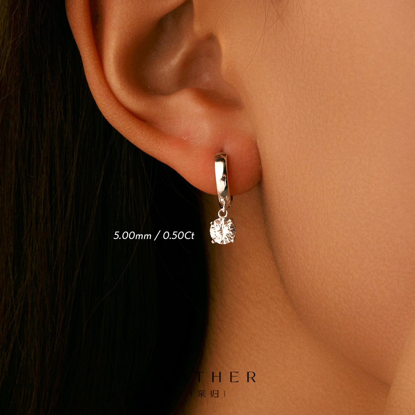 [#0.5Ct/1.0Ct Moissanite Hoop Earrings] 925 Sterling Silver 0.5Ct/1.0Ct Moissanite Hoop Earrings For Women Wedding Fine Jewelry Gift