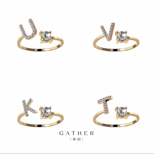 [#Letter Ring] Open Ring With Elegant Letter Design, Minimalist Fashion Versatile Commuting Ring For Women