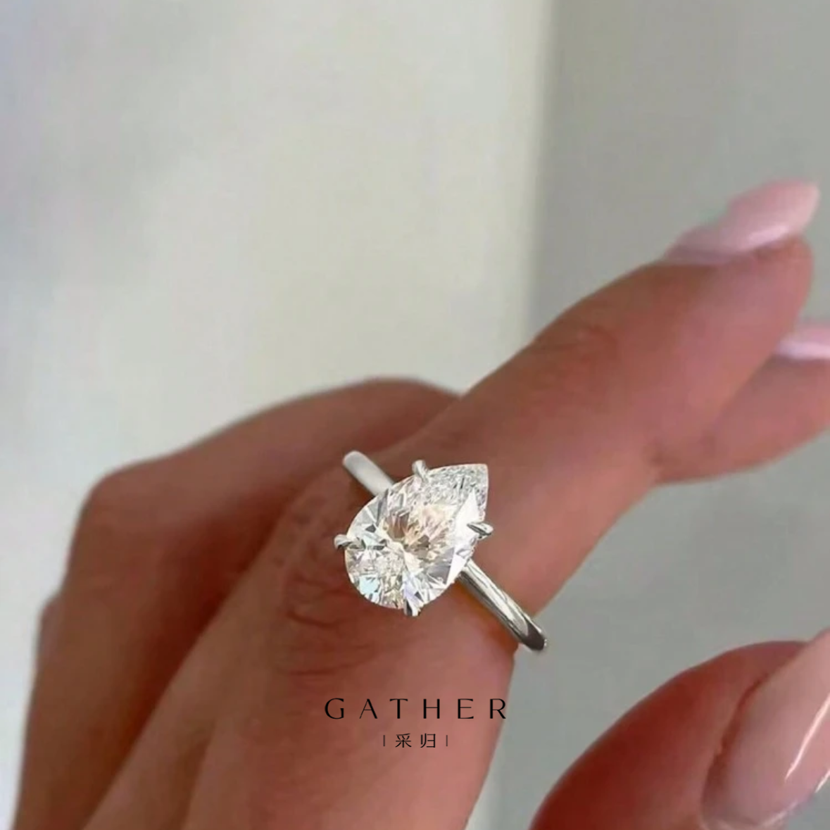 [#4CT Pear Cut Solitaire Ring with Band]  4CT Pear Cut Solitaire Ring with Band, S925 Silver, Unique Diamond for Engagement and Gift Giving
