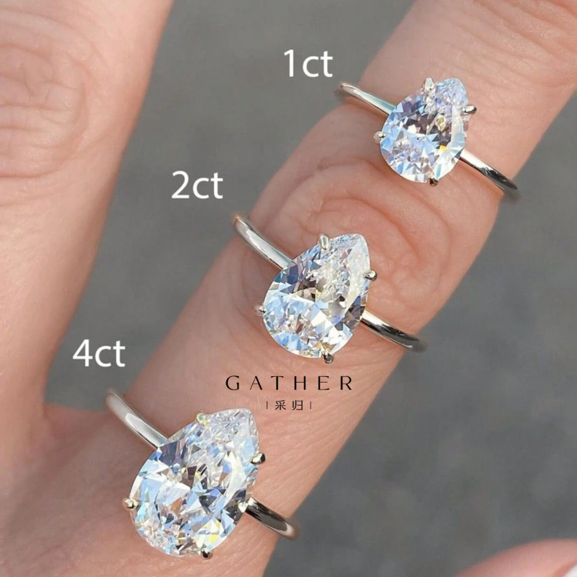 [#4CT Pear Cut Solitaire Ring with Band]  4CT Pear Cut Solitaire Ring with Band, S925 Silver, Unique Diamond for Engagement and Gift Giving