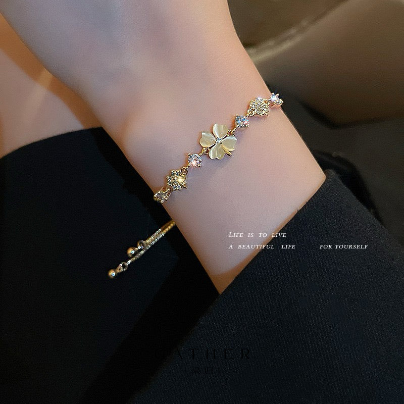 [#Rhinestone Pendant Chain Bracelet] Rhinestone Pendant Chain Bracelet For Women, Versatile Minimalist Unique Heart Chain Bracelet