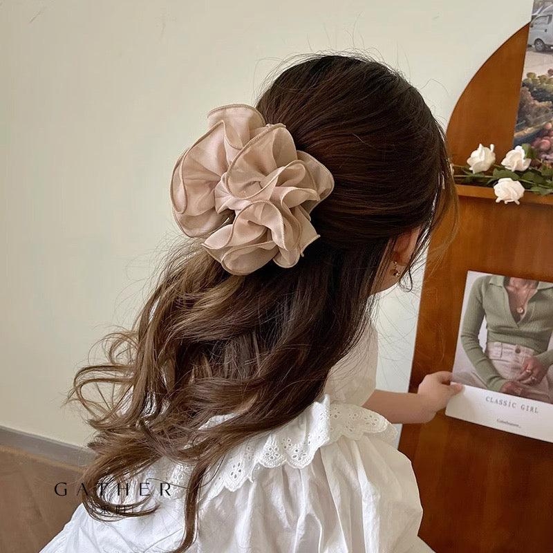 [#Chiffon Hair Claw] Romantic Chiffon Large Multi-Layer Flower Hair Claw, Elegant High-End Hair Clip, Bohemian Style Hairpin, Hair Accessory