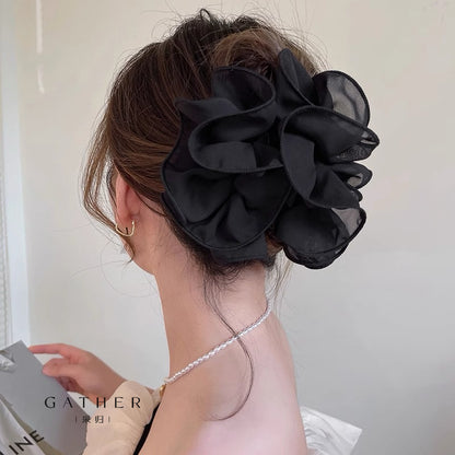 [#Chiffon Hair Claw] Romantic Chiffon Large Multi-Layer Flower Hair Claw, Elegant High-End Hair Clip, Bohemian Style Hairpin, Hair Accessory