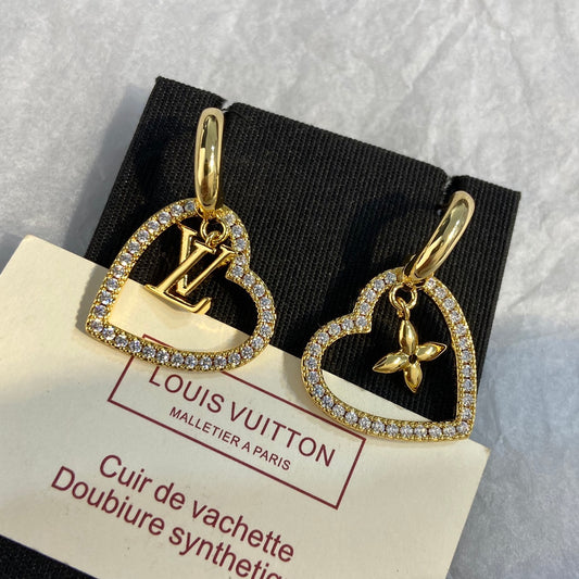 LV Heart Diamond Earrings