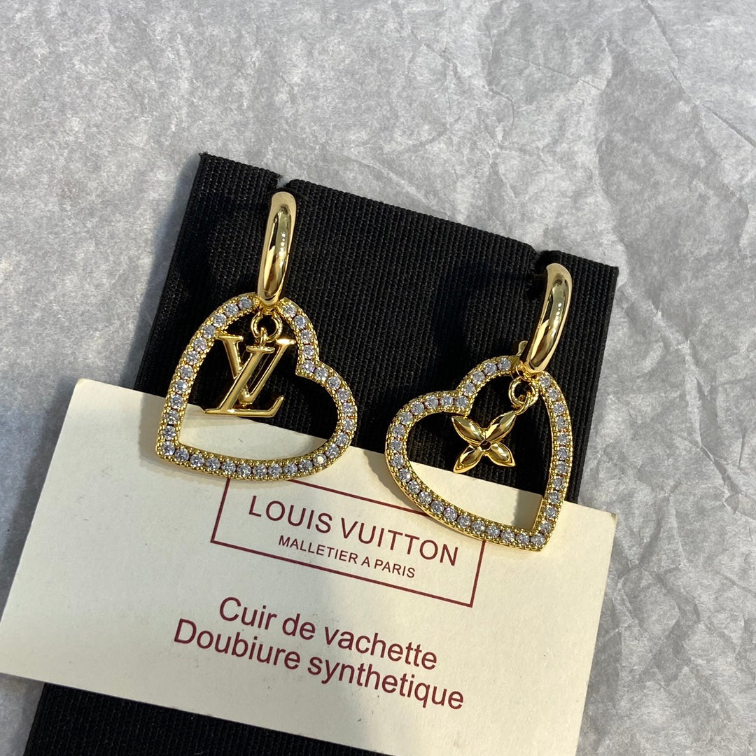 LV Heart Diamond Earrings