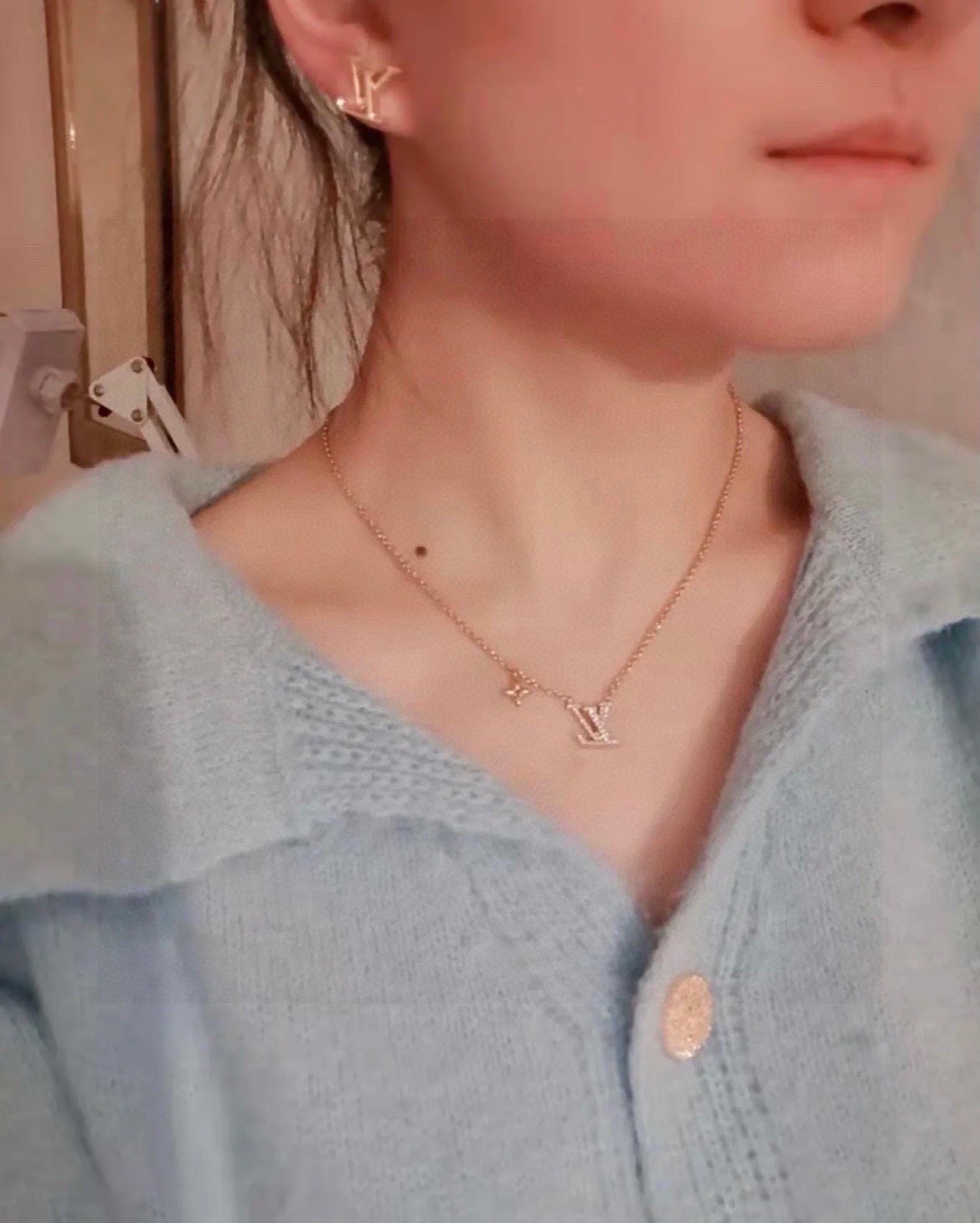 LV Diamond Logo Necklace Bracelet