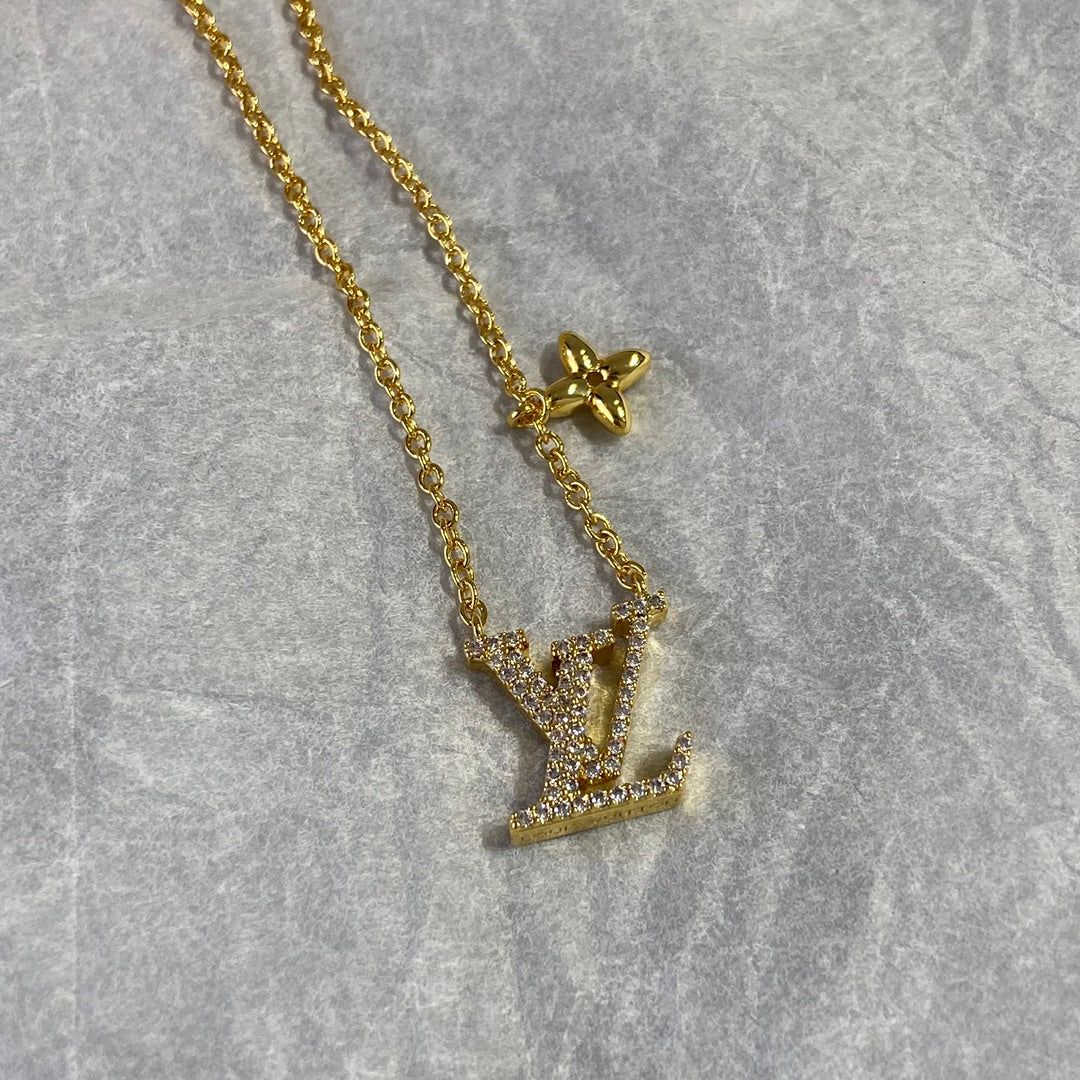LV Diamond Logo Necklace Bracelet