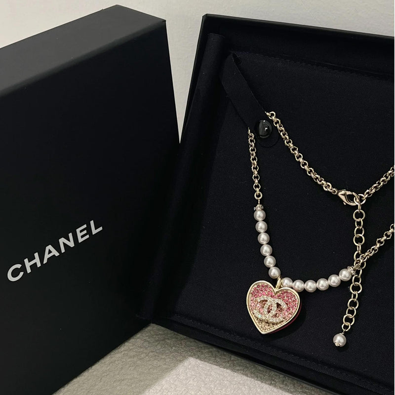 香奈儿粉钻项链手链耳环