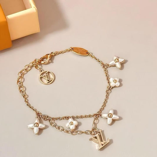 LV Flower Double Chain Bracelet Necklace