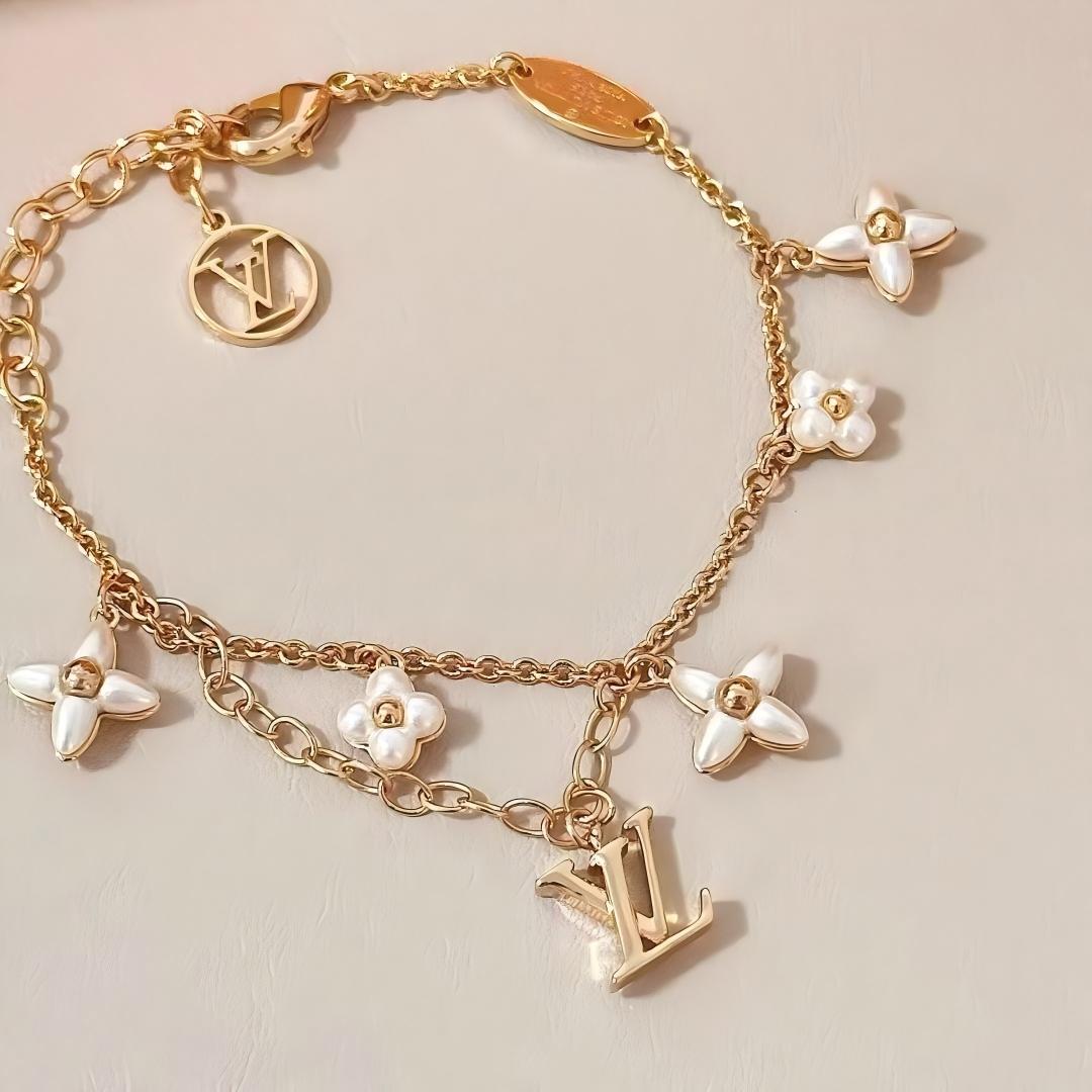 LV Flower Double Chain Bracelet Necklace