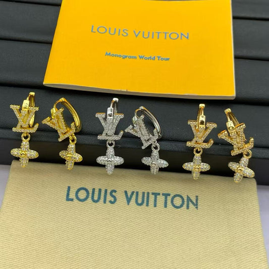 LV Cross Diamond Hoop Earrings