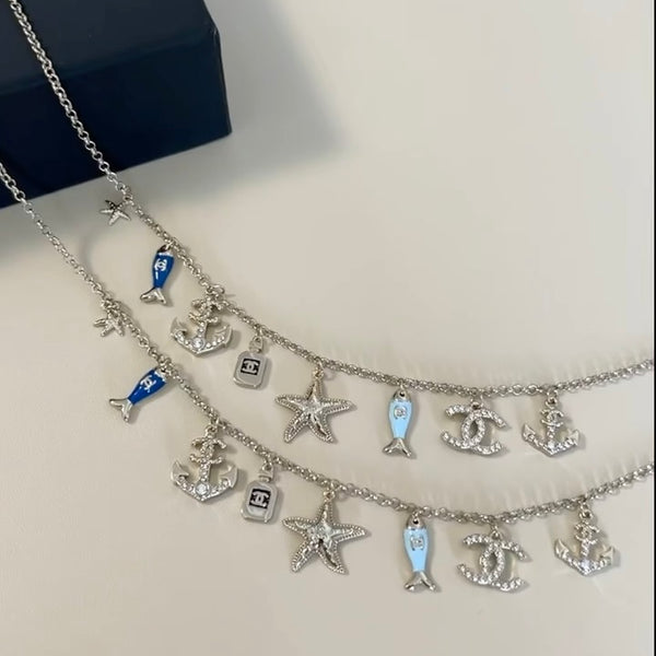 香奈儿 25C 海洋鱼形吊坠项链手链