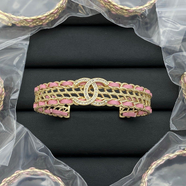 Chanel Pink Leather Bangle