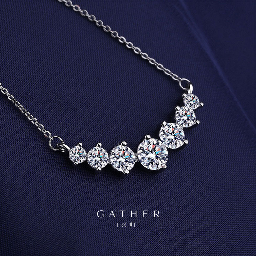 [#1.7ct Moissanite Necklace] Moissanite Necklace 1.7ct for Woman Wedding Fine Jewelry 925 Sterling Silver Plated