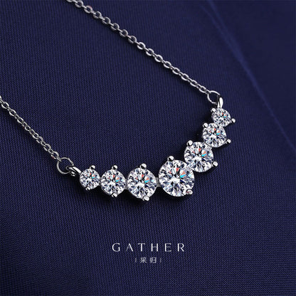 [#1.7ct Moissanite Necklace] Moissanite Necklace 1.7ct for Woman Wedding Fine Jewelry 925 Sterling Silver Plated