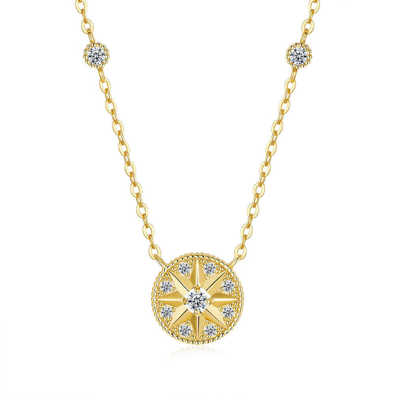 Six-pointed Star Pendant 14K Gold Plated Moissanite Necklace