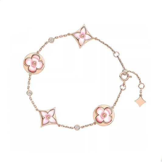 V gold fan home high version four-leaf clover four-flower five-flower bracelet female white mother powder shell bracelet cross-border explosion generation.
