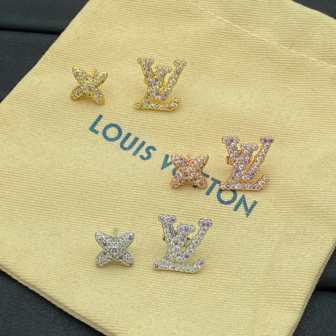 LV Asymmetrical Diamond Earrings