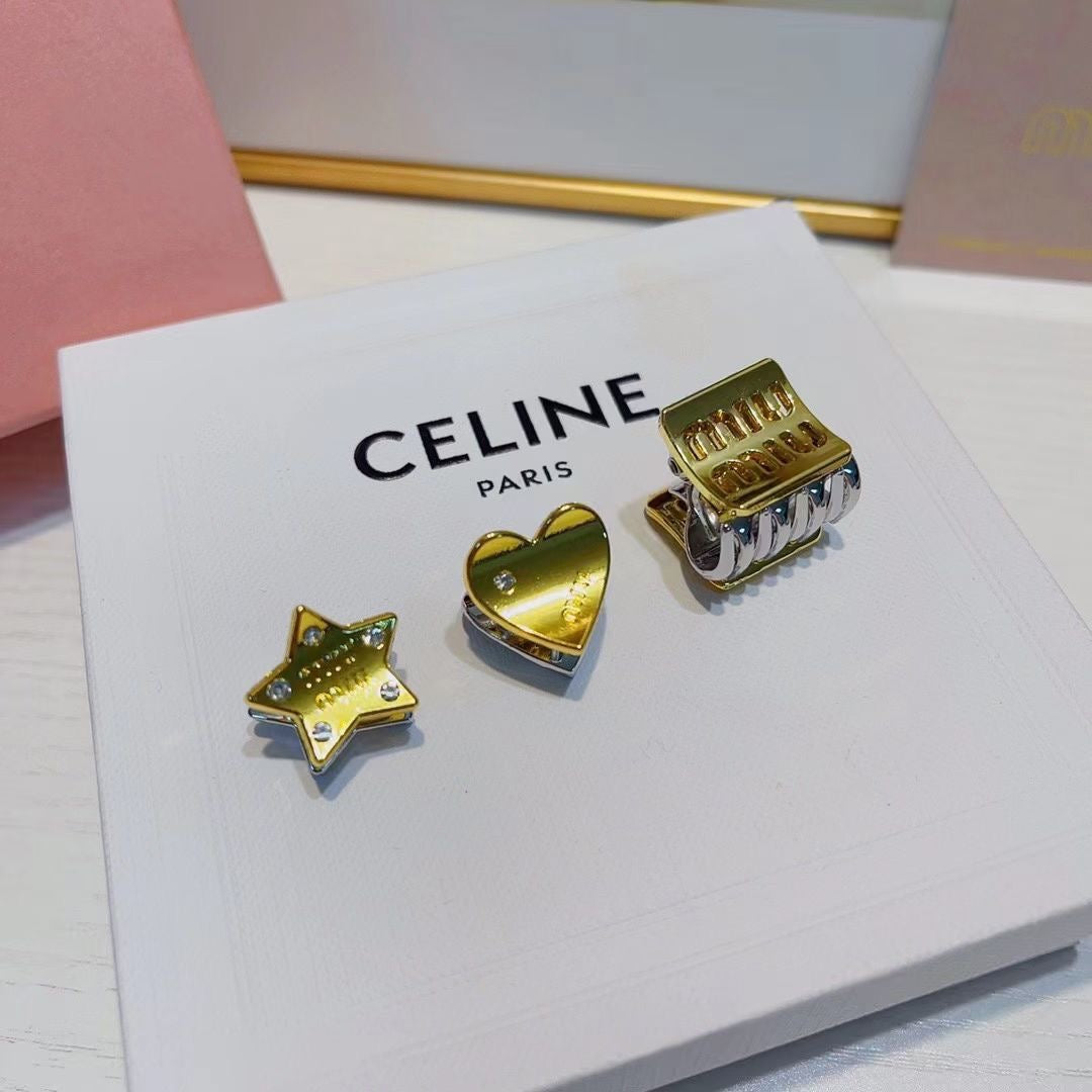 Miu Miu Gold Hair Claw (3pcs Total)