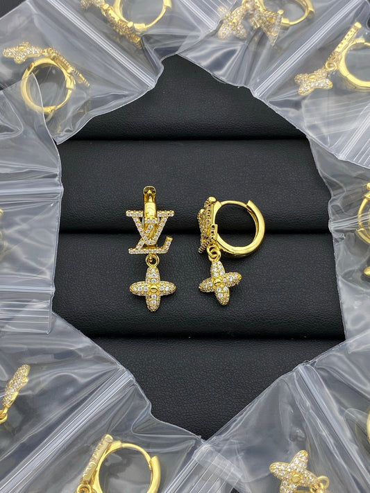 LV Cross Diamond Hoop Earrings